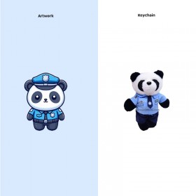 Ensemble de porte-clés peluche personnalisés | Porte-clés panda et ourson en peluche