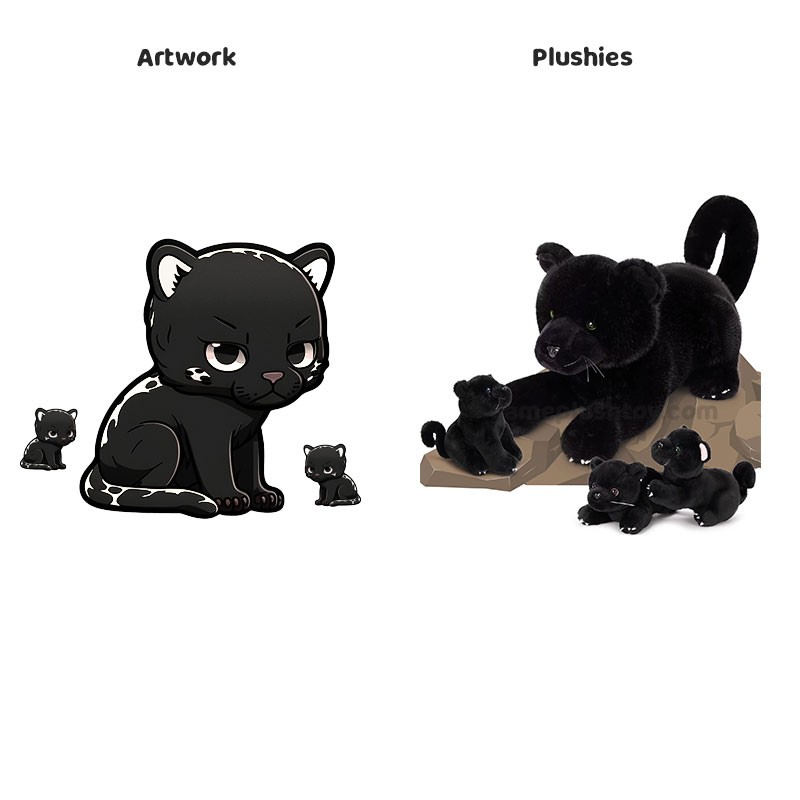 Peluche Panthère Noire, Animaux en Peluche, Jouets Léopard Noir Mignons pour Enfants