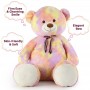 Proveedor de peluches personalizados, oso de peluche gigante de 40 pulgadas, peluche suave arcoíris.