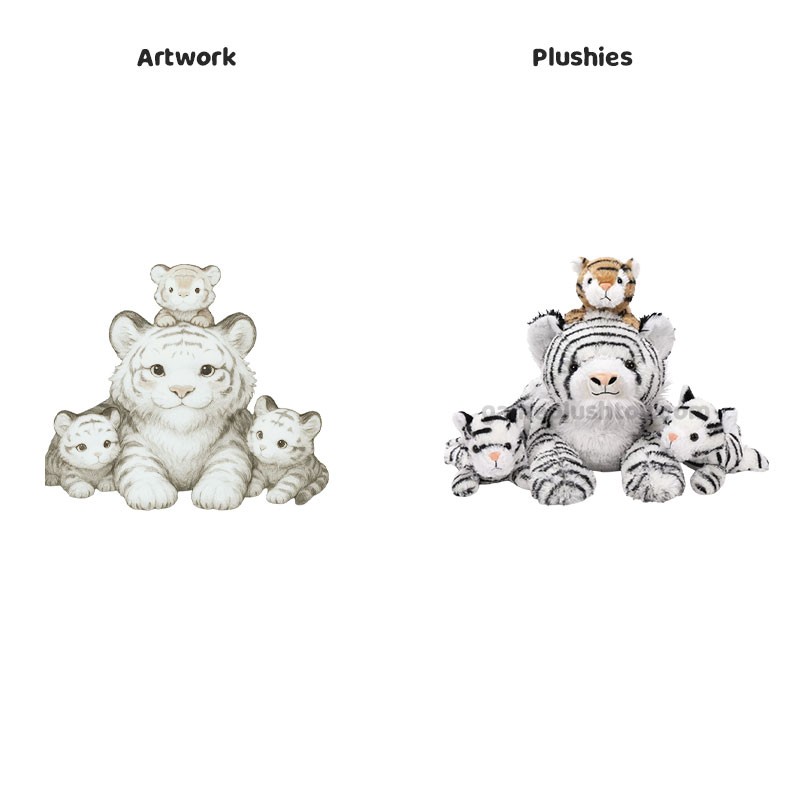 White Tiger Plush Safety Plush Mom & Son by toyard