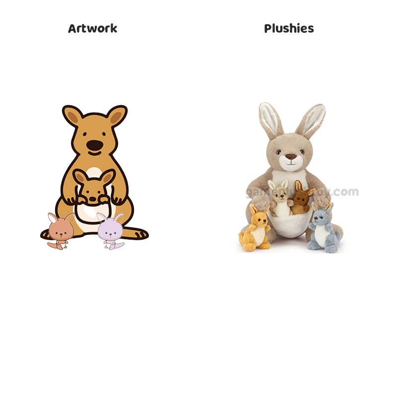 Australische Wildtier-Plüschtiere, Geschenkset (OEM), 5 Stück, Unisex, Känguru-Stofftiere, bestickt