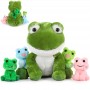 Mutter-Baby-Frosch-Plüschtierset, kuschelige Stofftiere für Kinderzimmerdekoration, Neugeborenen