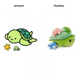 Juguete de peluche de la familia de tortugas verdes, animal de peluche con temática del océano.