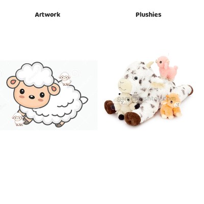 European Style Animal Plush Mother Baby Sheep