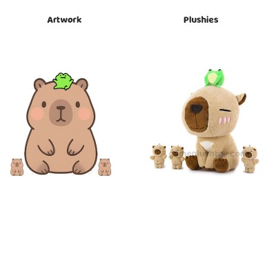 Mother Baby Capybara Plush & Frog Plush
