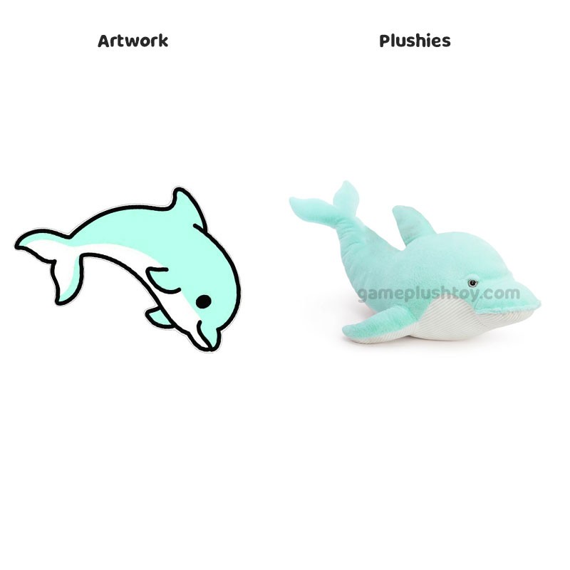 Sky Blue Dolphin Plush Soft Furry