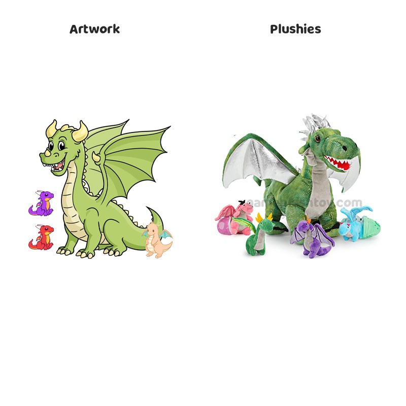 Großes Dinosaurier-Plüschset, 7-teilig: Drachenmutter mit 4 Babydrachen und 2 Eiern