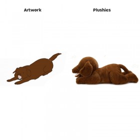 Peluche labrador marron foncé, en coton doux, au design réaliste, idéale pour décorer une chambre.