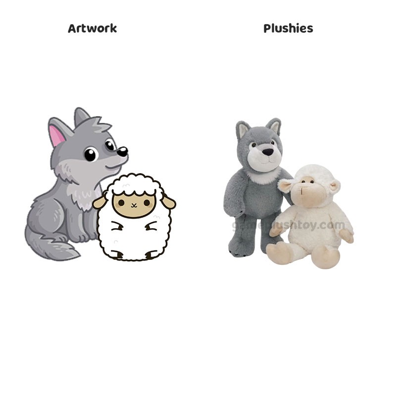 Christmas Stocking Stuffers Soft Plush Wolf and Sheep