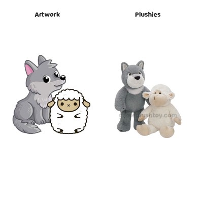 Christmas Stocking Stuffers Soft Plush Wolf and Sheep