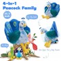 Pfauenfamilie Plüschtier-Set, Kuscheltiere für Kinder, Babyparty- und Kinderzimmerdekoration