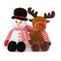 ホリデーぬいぐるみ 2個パック かわいい15インチ雪だるま＆赤鼻のトナカイぬいぐるみセット