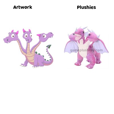 Plüschdrache, 3-köpfig, 55 cm, weiche Plüschflügel, Fantasie-Plüschtier