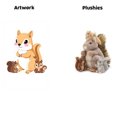 Squirrel Plush Toy Mom & 3 Baby Squirrels