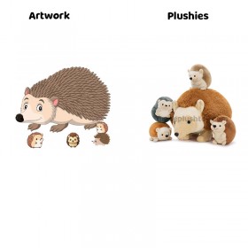 ハリネズミのぬいぐるみセット ママと赤ちゃんハリネズミ4匹