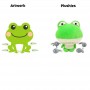 Individuell gestaltete Plüschtiere: 45 cm großer grüner Frosch mit 4 Kaulquappen (Großpackung)