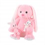 イースターバニーギフト ママバニーぬいぐるみ 赤ちゃんウサギのおもちゃ2個付き ピンクの長い耳の子供用ぬいぐるみ