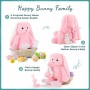 Osterhasen-Geschenk: Mama-Hasen-Plüschtier mit 2 Baby-Kaninchen-Spielzeugen, rosa, langohrige Stofftiere