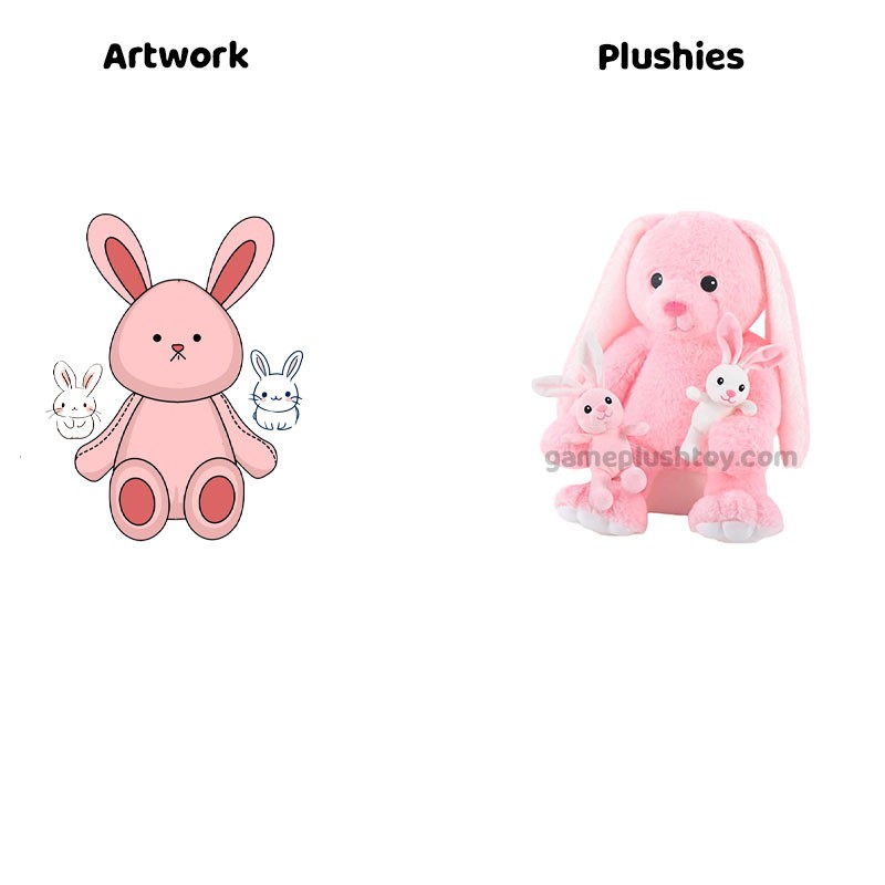 Osterhasen-Geschenk: Mama-Hasen-Plüschtier mit 2 Baby-Kaninchen-Spielzeugen, rosa, langohrige Stofftiere