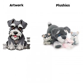Schnauzer Dog Plush with 3 Baby Puppies
