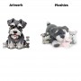 Schnauzer Dog Plush with 3 Baby Puppies