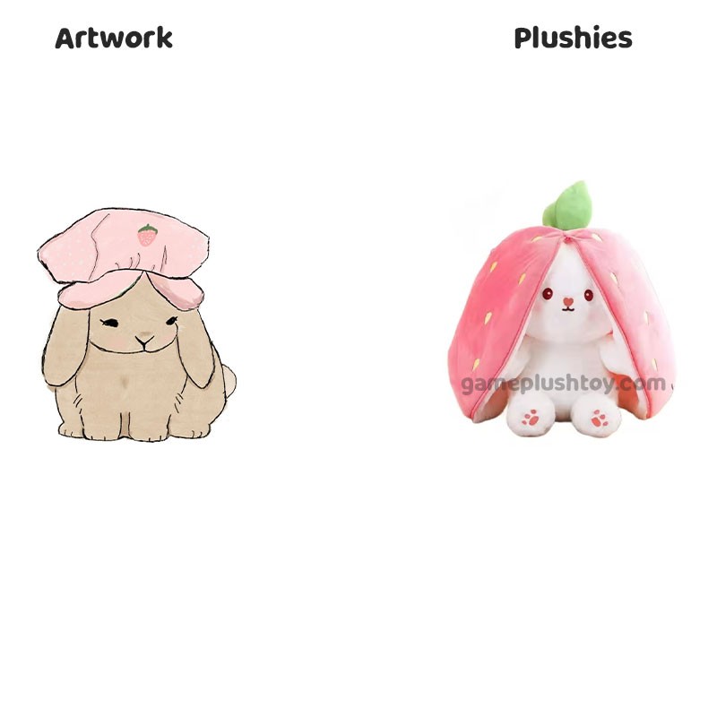 Custom Rabbit Plush Strawberry Kawaii Plush Doll