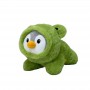 Peluche de pingüino disfrazado de rana, suave y esponjoso, ideal para niños.
