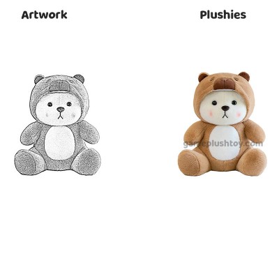 Peluche Capybara Ours Chapeau Réversible Jouet Animal Doux Cadeau Parfait pour les Fêtes