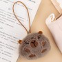 Lindo llavero de peluche de capibara con colgante de animal y etiqueta con nombre personalizada