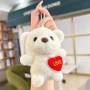 Porte-clés mini ours en peluche, adorable ourson en peluche avec pendentif en forme de cœur rouge