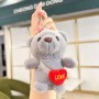 미니 테디베어 키링, 귀여운 곰 인형에 빨간 하트 가방 펜던트 (갈색, 회색, 흰색, 핑크색)