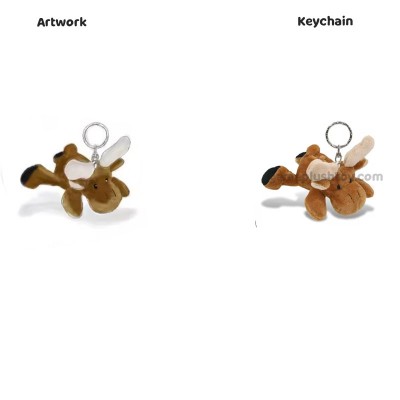 Pluche eland sleutelhanger, zacht wilddier, knuffelbedel voor tassen en cadeaus