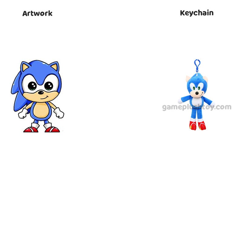 Llavero de peluche de Super Sonic con colgante de muñeco de peluche de dibujos animados suave para niños