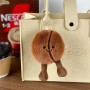 Porte-clés en peluche grain de café, mini pendentif en peluche amusant pour sacs et cadeaux