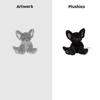 Individuell gestaltete Katzenplüschkatze, schwarze Katze, Kawaii-Cartoon-Plüschtier, individuelles Anime-Kätzchen