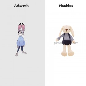 Lapin en peluche en gros, peluche douce avec pantalon à bretelles