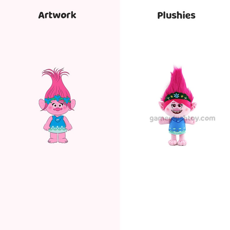 만화 트롤 캐릭터가 그려진 13인치 봉제 인형, 부드러운 촉감의 어린이/여자아이 선물