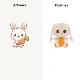 Conejito de orejas largas de peluche con zanahoria, juguete de conejo suave para niños.