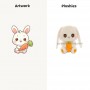 Lapin en peluche aux longues oreilles avec carotte, doux et moelleux, idéal comme cadeau pour enfants.