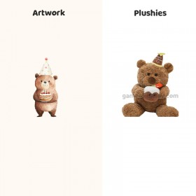 Ours en peluche avec chapeau de gâteau d'anniversaire, peluche douce