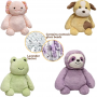 Peluche lestée personnalisée : axolotl, paresseux, grenouille et chien.