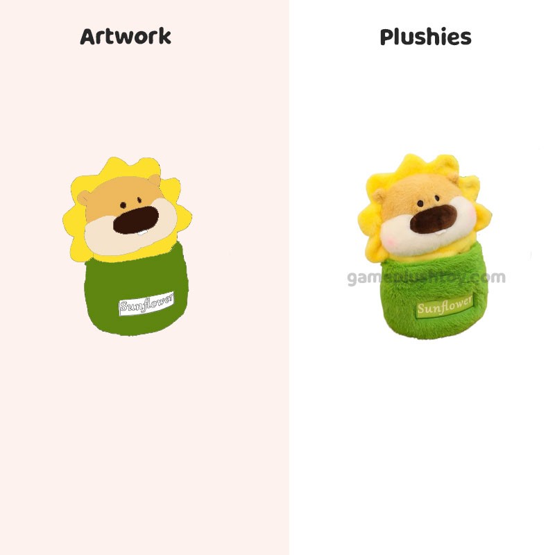 Peluche de girasol creativo con maceta suave desmontable y forma de león y hámster.