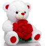 Ours en peluche pour la Saint-Valentin, tenant une rose