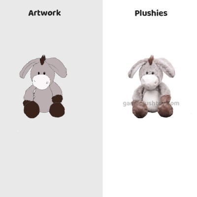 Âne en peluche réaliste, gris/marron, personnalisé, pour enfants et décoration intérieure