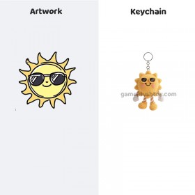 Dije de peluche personalizado para bolso, diseño de peluche de sol genial y accesorio de peluche de moda