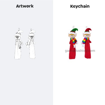 Porte-clés de Noël personnalisé ODM/OEM Porte-clés en peluche en forme d'elfe de Noël Fêtes