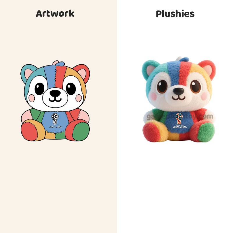 Peluche mascotte personnalisée 2026 sur le thème du football mondial