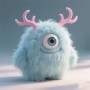 Custom Monster Plush Toy Blue Fluffy Monster with One Eye & Two Horns Cute Kids Collectible Toy