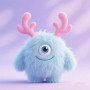 Peluche monstre personnalisée : Monstre bleu duveteux avec un œil et deux cornes