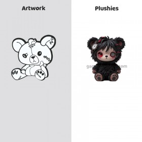 Oso de peluche de vinilo personalizado con logotipo de marca OEM personalizado, figura de peluche de origen de fábrica